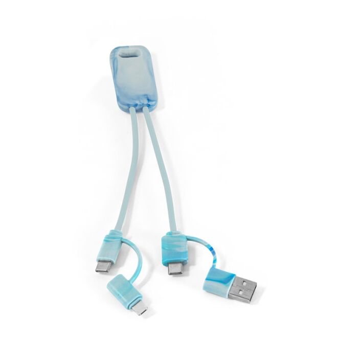 Werbeartikel BERNERS 6-in-1-USB-Kabel mit Logodruck aus recyceltem PET – Gemischt – schnelles Ladekabel für Kunden und Büro