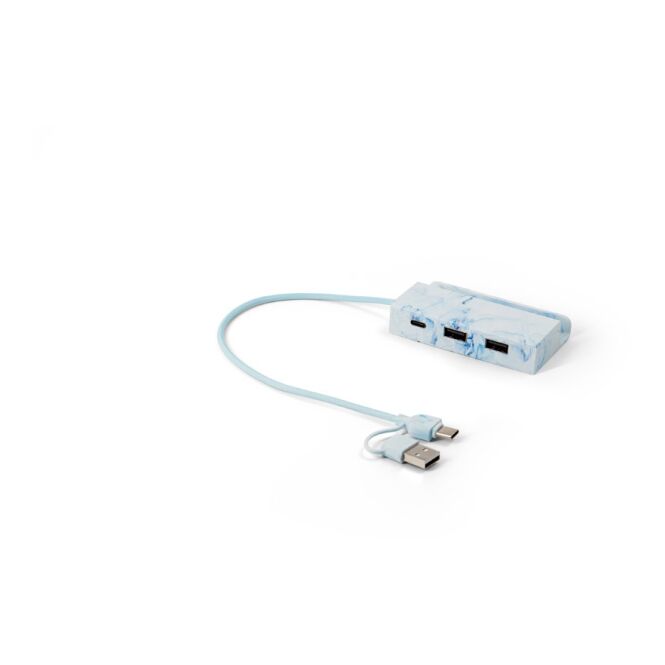 Werbeartikel Berners Hub 6-in-1 aus recyceltem ABS mit Logodruck – Gemischt – kompaktes USB-Hub für Büro und Technik-Events