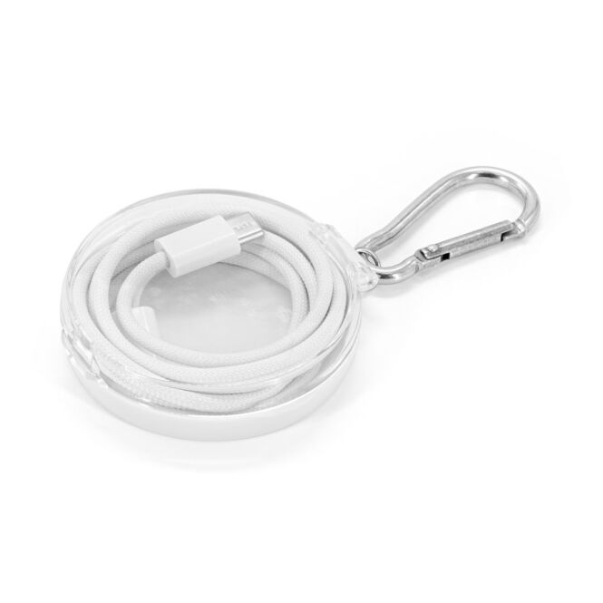 Premium-Werbegeschenk Jemison USB-C-Kabel mit Logodruck – 60 W Leistung – Weiß – effizientes Ladezubehör für Büro und Geschäftskunden