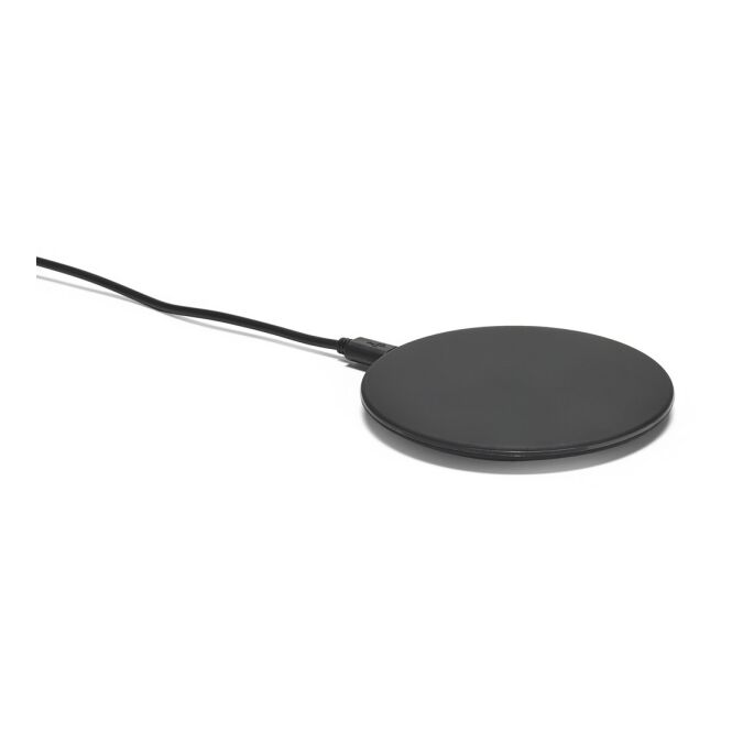 Firmengeschenk Burnell 10W Wireless Charger mit Gravur – Schwarz – schnelles Ladegerät für das Büro