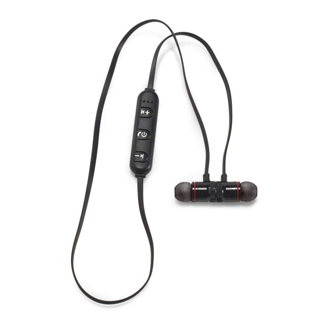 Firmengeschenk Otto In-Ear Kopfhörer mit Logodruck – Schwarz – recycelte Audio-Technik für Firmen und Mitarbeiter