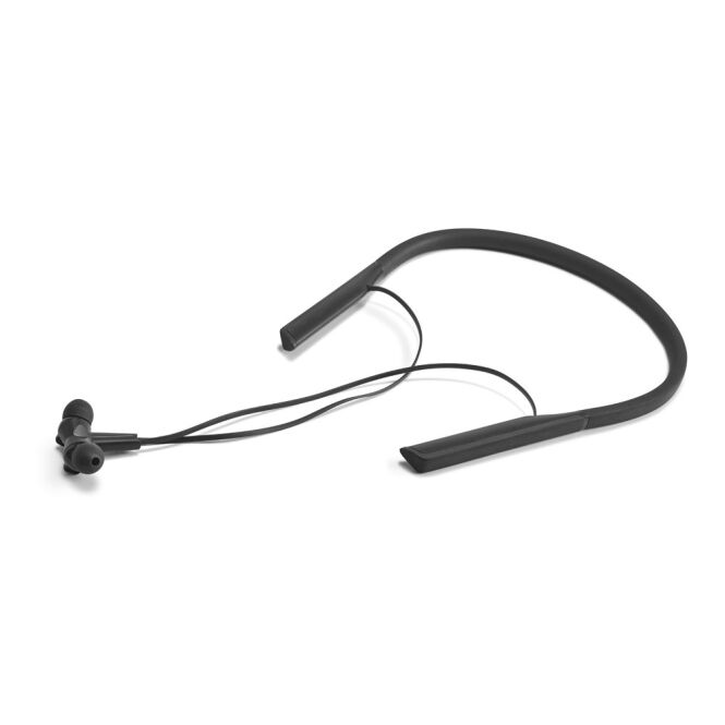 Mitarbeitergeschenk Hearkeen In-Ear Kopfhörer mit Logodruck – Schwarz – spritzwassergeschützte Bluetooth-Audio-Geräte für Sport und Büro
