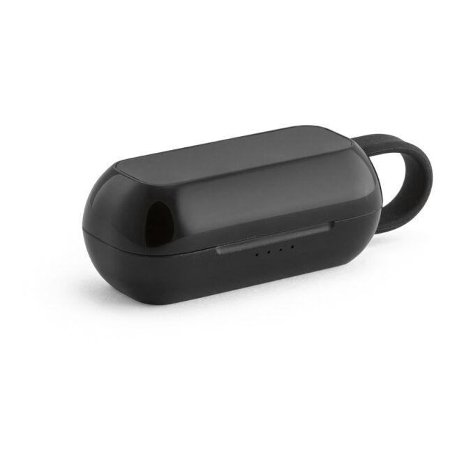Mitarbeitergeschenk In-Ear Kopfhörer BOSON mit Logodruck – 77x36x30 mm – Schwarz – kabellose Audio-Technik für Firmen