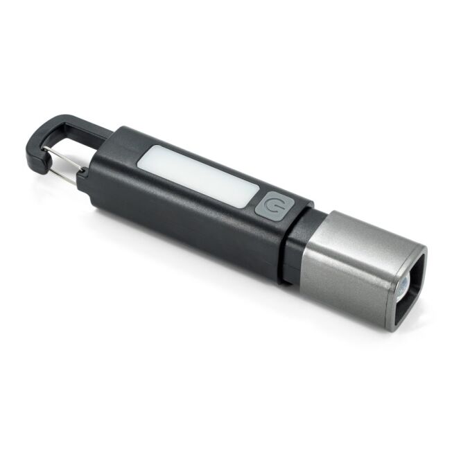 Werbeartikel Taschenlampe WIGGINS – schwarz – mit Werbedruck 53 Lumen 2-W-LED COB-Leuchte USB-C kompakt helle Handleuchte