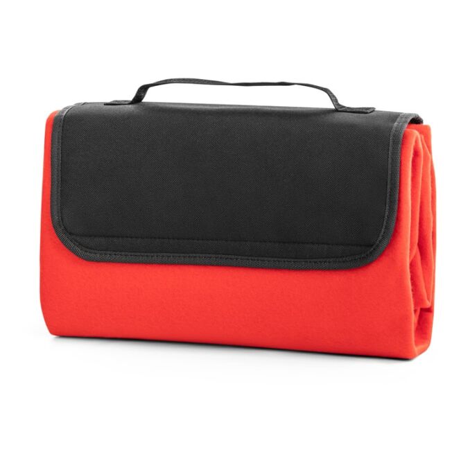 Werbeartikel Picknick-Decke Riley mit Logo bestickt – 1450x1200 mm – Rot – isolierende Outdoor-Decke für Events und Firmen