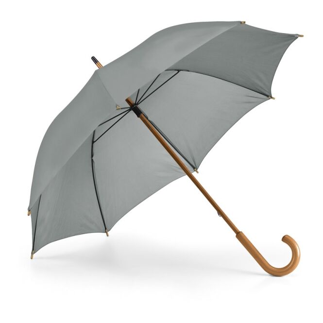 Werbeartikel Regenschirm Betsey mit Logodruck – Grau – klassischer Windschutz für Firmen und Messen