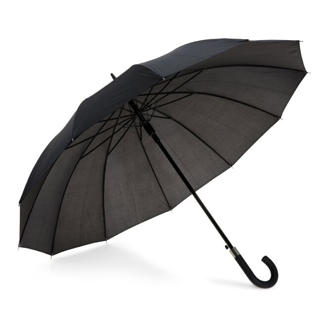 Werbeartikel Regenschirm GUIL mit Logodruck – Schwarz – robuster 110 cm Automatikschirm für Firmen