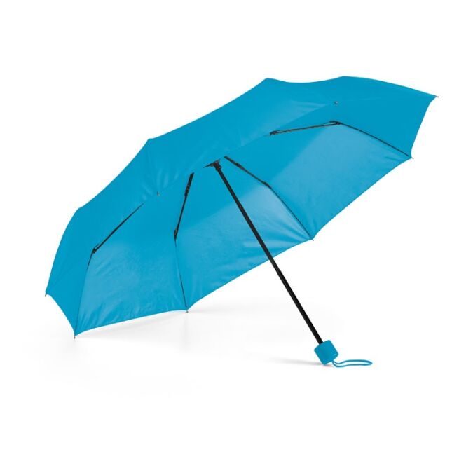 Werbeartikel Taschenschirm Maria mit Logodruck – Hellblau – kompakter Regenschirm für Firmen