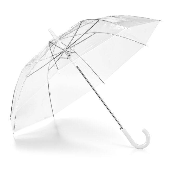 Werbeartikel Regenschirm Nicholas mit Logodruck – Weiß – automatischer Regenschutz für Firmen und Messen