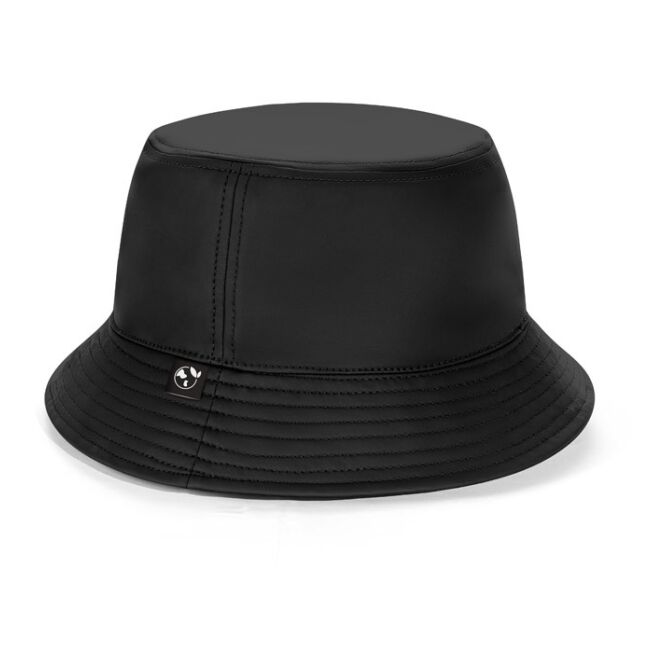 Mitarbeitergeschenk Sonnenhut MASON – schwarz – mit Logo bedruckt 590 mm Sonnenschutz für das Mitarbeiter-Onboarding klassischer Fischerhut