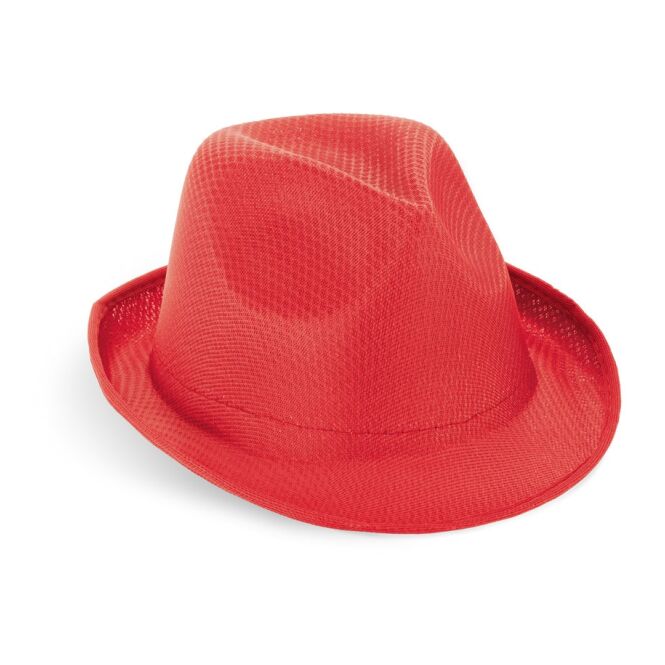 Werbeartikel Hut Manolo mit Logodruck – Rot – modisches Accessoire für Messen und Firmenevents