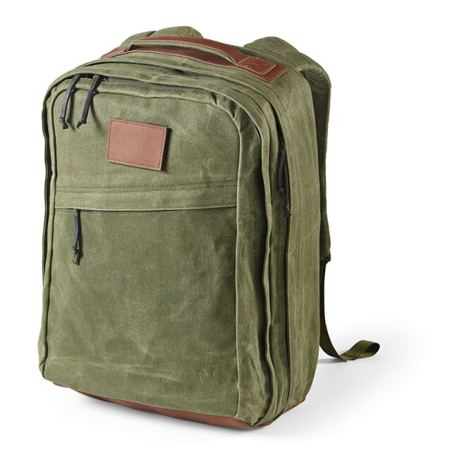 Firmengeschenk Rucksack Cape Town 27L – armeegrün – mit Logodruck 27 Liter nachhaltiger Daypack für das Mitarbeiter-Onboarding