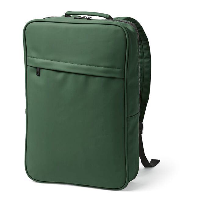 Mitarbeitergeschenk Rucksack Amsterdam – grün – mit Logodruck 16L nachhaltiger Daypack für das Onboarding und den Außendienst