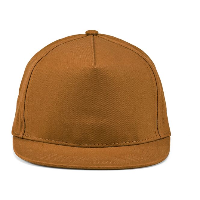 Mitarbeitergeschenk Cap Cornell recycelte Baumwolle 280 g/m² – kamel – mit Logodruck verstellbarer Druckknopfverschluss klassisches Baseball Cap