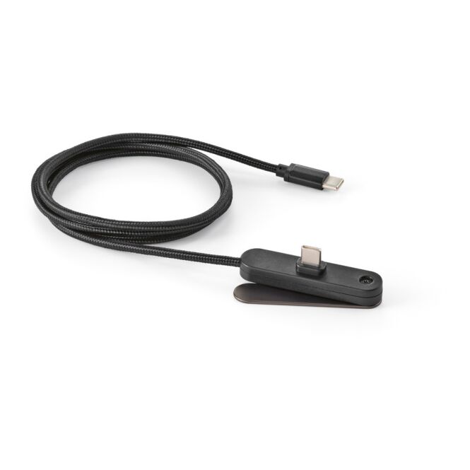 Streuartikel Edison Ladekabel – schwarz – mit Logo bedruckt 60W USB-C 1m Smartphone-Ständer für den Büroalltag nachhaltig
