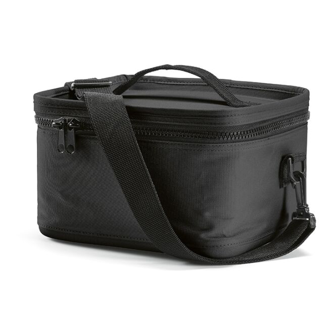 Werbeartikel Munich 7,5L Kühltasche aus recyceltem PET mit Logodruck – Schwarz – Isolierte Kühlbox für Firmen und Events