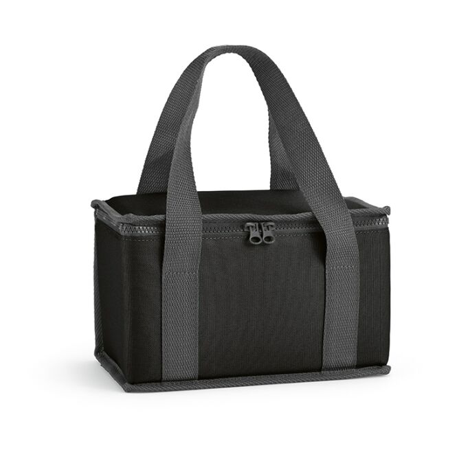 Werbeartikel Kühltasche Florence M aus rPET mit Logodruck – Schwarz – nachhaltige Isoliertasche für Firmenveranstaltungen