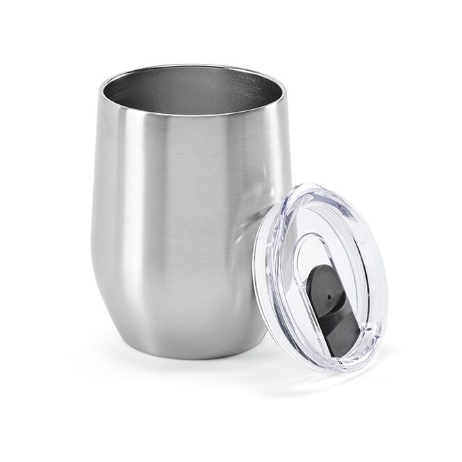 Kundengeschenk Thermobecher Tigris – silber – mit Gravur 320 ml nachhaltiger Isolierbecher für das Büro