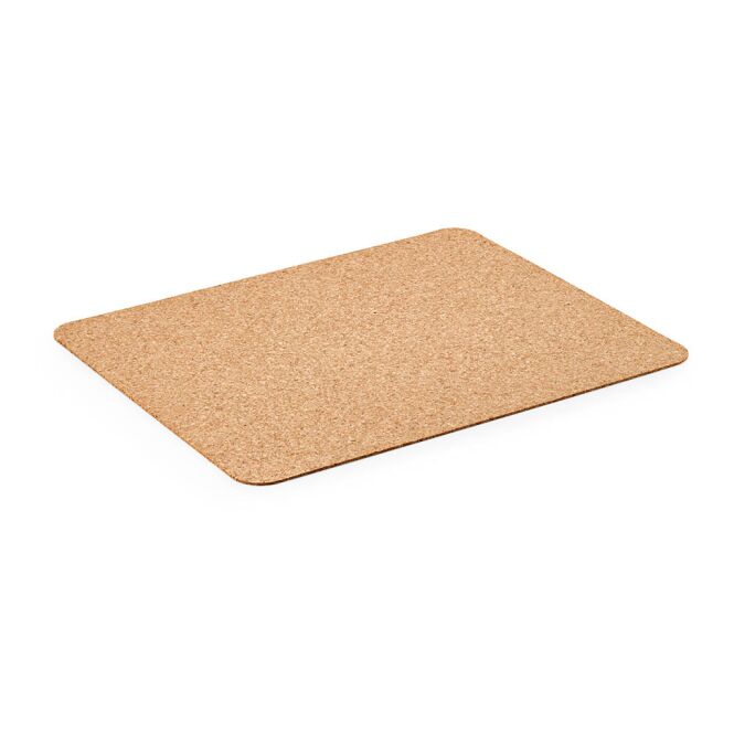 Werbeartikel Pessoa Schreibtischunterlage aus Kork mit Logodruck – Beige – ökologische Schreibtischauflage für Büro und Business