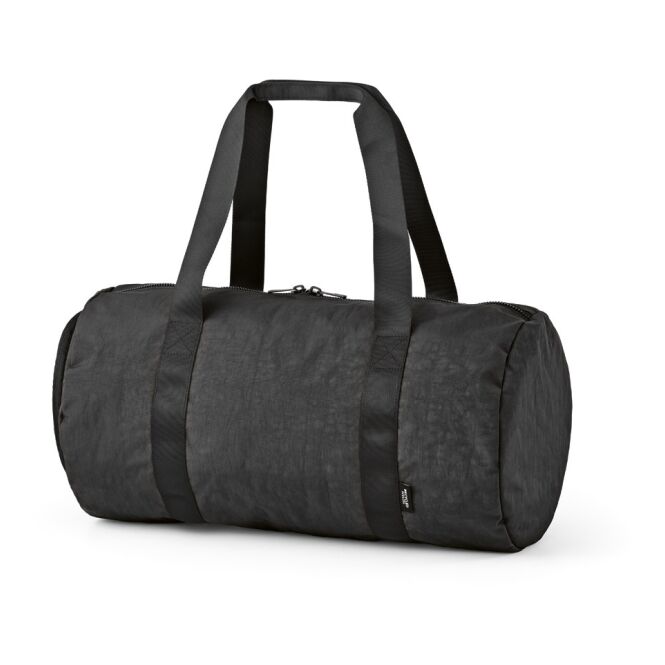 Werbeartikel Barcelona Sporttasche 30L mit Logodruck – Schwarz – robuste Reisetasche aus recyceltem Nylon für Firmen und Vereine