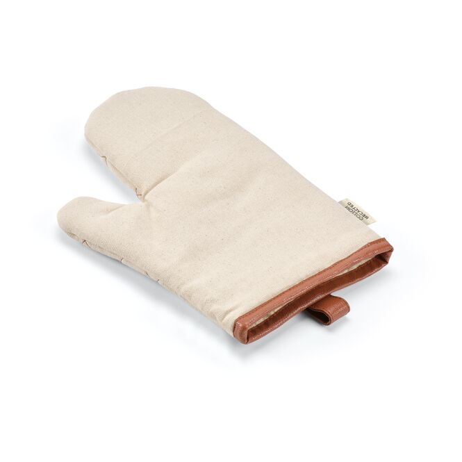 Werbeartikel Basquiat Küchenhandschuh mit Logodruck – Beige – nachhaltiger Ofenhandschuh aus recycelter Baumwolle für Firmenküchen und Gastronomie