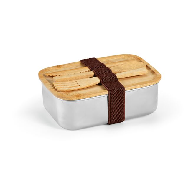 Firmengeschenk Warhol Lunchbox aus Edelstahl mit Gravur – Silber – nachhaltige Brotdose für Büro und Mittagspause
