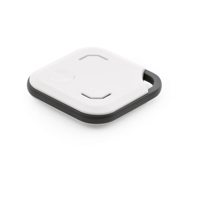 Firmengeschenk VibeTag Tracker mit Logodruck – rABS-Material – Weiß – kompakter Bluetooth-Finder für mobiles Zubehör