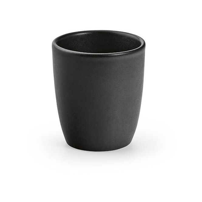 Firmengeschenk Espressotasse Amur – schwarz – mit Logodruck 80 ml für die Büroküche