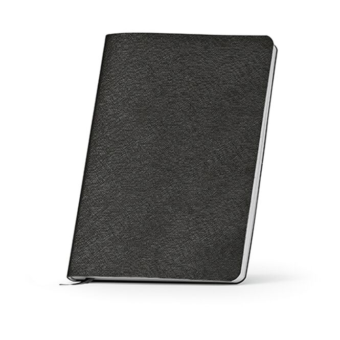 Mitarbeitergeschenk Notizbuch Sartre A5 – schwarz – mit individuellem Werbedruck 196 Seiten FSC-Papier 80gsm rPU nachhaltiges Journal