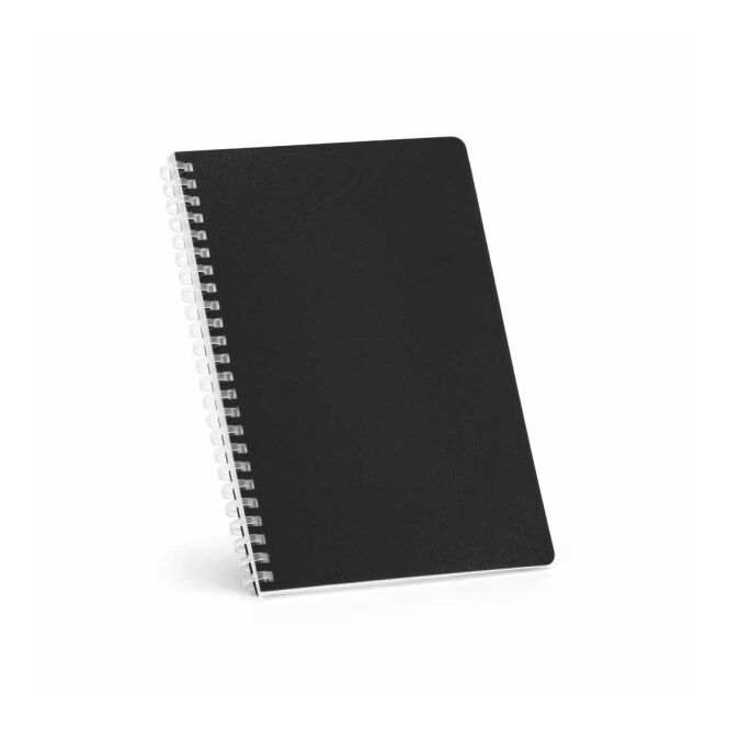 Firmengeschenk Horace A5 Spiralnotizbuch – schwarz – mit Logo bedruckt nachhaltig DIN A5 für Meetings & Konferenzen