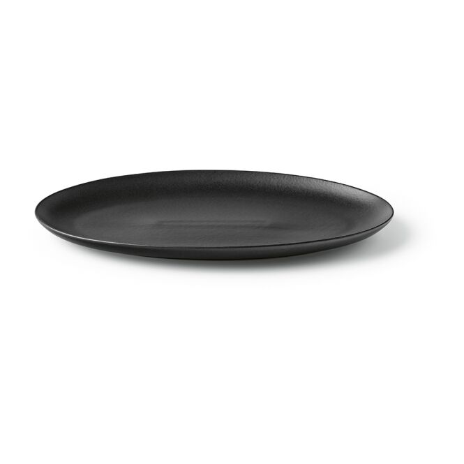 Gastro-Werbemittel Miro Keramik-Servierplatte – schwarz – mit Logodruck 34x20,5cm als elegantes Serviergeschirr für Gastronomie, Bars & Restaurants