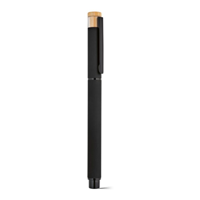 Werbeartikel Thoreau Rollerball mit Lasergravur – Schwarz – nachhaltiges Schreibgerät für Messen und Büro