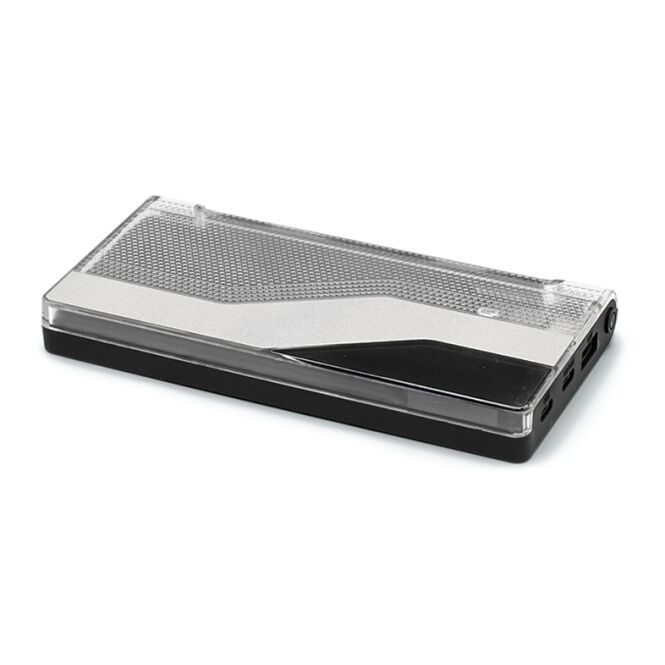 Kundengeschenk Powerbank Voltix – schwarz – mit Logo bedruckt 10.000 mAh 18W USB-C nachhaltig für das Mitarbeiter-Onboarding