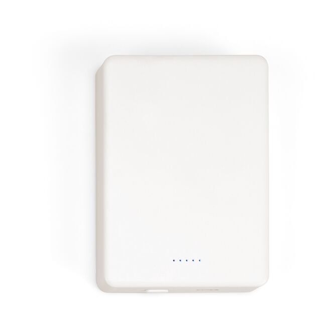 Premium-Werbeartikel Hooke Powerbank – weiß – mit Logo bedruckt 10.000 mAh 22,5W 15W kabellos magnetisch für das Mitarbeiter-Onboarding