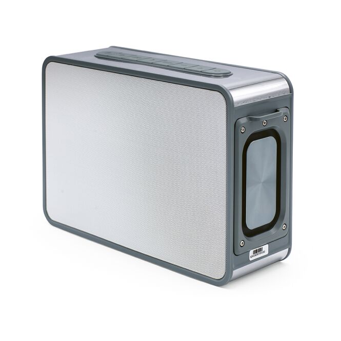 Premium-Werbegeschenk Jouncer Lautsprecher mit Logodruck – 80 W Leistung – Silber – Audio-Technik für Firmen und Messen