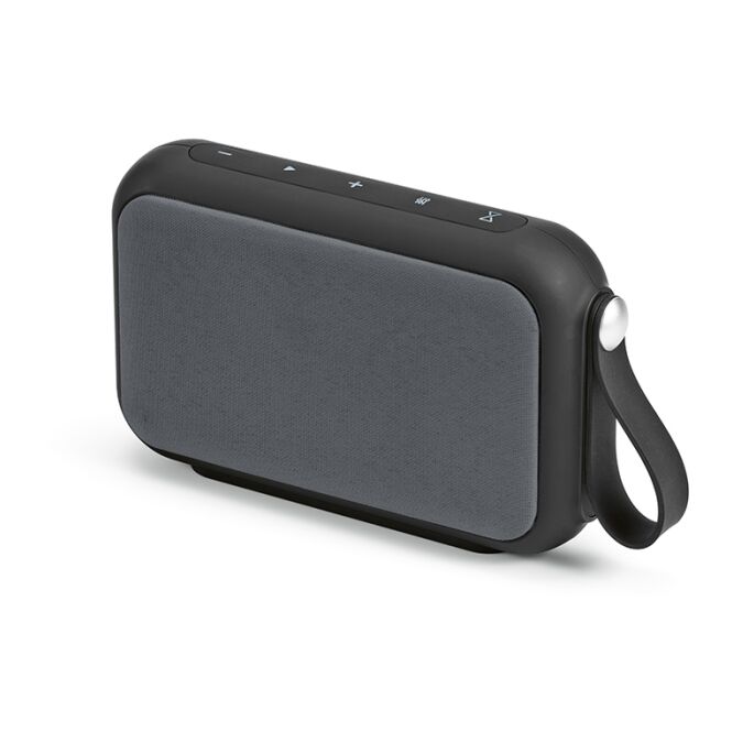 Premium-Werbeartikel Hawking Bluetooth Lautsprecher – schwarz – mit Logo bedruckt nachhaltig 4000 mAh TWS für das Homeoffice