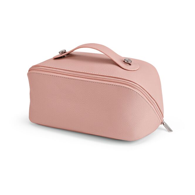 Werbeartikel Macao Kulturtasche mit Logoprägung – 3,5L aus recyceltem Leder – Rosa – wasserabweisendes Reiseaccessoire für Firmen