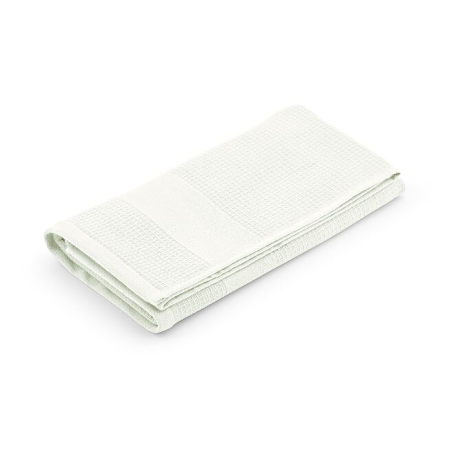 Mitarbeitergeschenk Botticelli L Waffelbadetuch mit Logostick aus recycelter Baumwolle – Weiß – Luxuriöses Handtuch für Wellness und Hotels