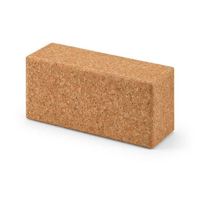 Werbeartikel Harvey Yoga-Block aus Kork mit Logodruck – Beige – stabiles Trainingszubehör für Fitnessstudios und Sportevents