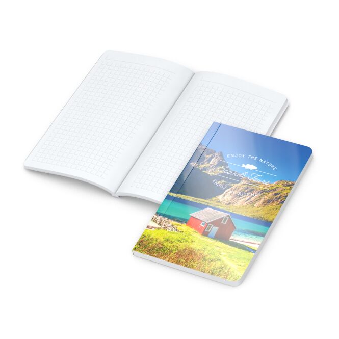 Kundengeschenk Notizbuch Copy-Book – weiß – individuell bedruckt 94 x 152 mm für den Büroalltag
