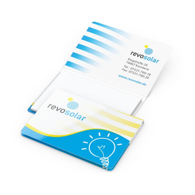 Werbeartikel Haftnotizblock Memo-Card – weiß – individuell bedruckt 72 x 50 mm für den Büroalltag
