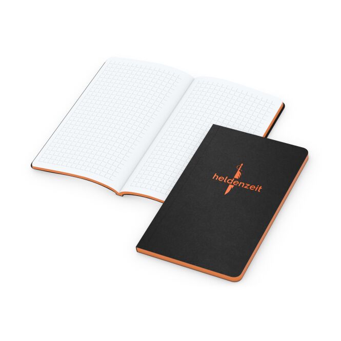 Kundengeschenk Notizbuch Tablet-Book – schwarz – mit Logo bedruckt 94 × 152 mm für den Büroalltag