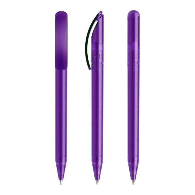 Werbeartikel Prodir DS3 Drehkugelschreiber – violett – mit Logo bedruckt nachhaltig blau schreibend für den Büroalltag