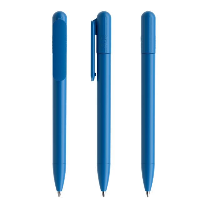 Streuartikel Drehkugelschreiber Prodir DS6 – blau – mit Logo bedruckt, nachhaltig, 124,6 mm, blau schreibend für den Büroalltag