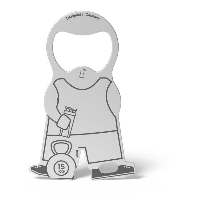 Werbeartikel Richartz Einkaufswagenlöser Karl Gym mit Lasergravur – Silber – nützliches Multifunktionswerkzeug für Firmen und Messen