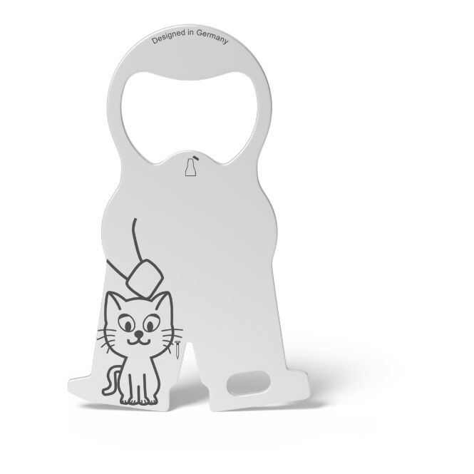 Werbeartikel Richartz Einkaufswagenlöser Karl Cat mit Gravur – Silber – nützliches Multifunktionswerkzeug für Firmen und Messen