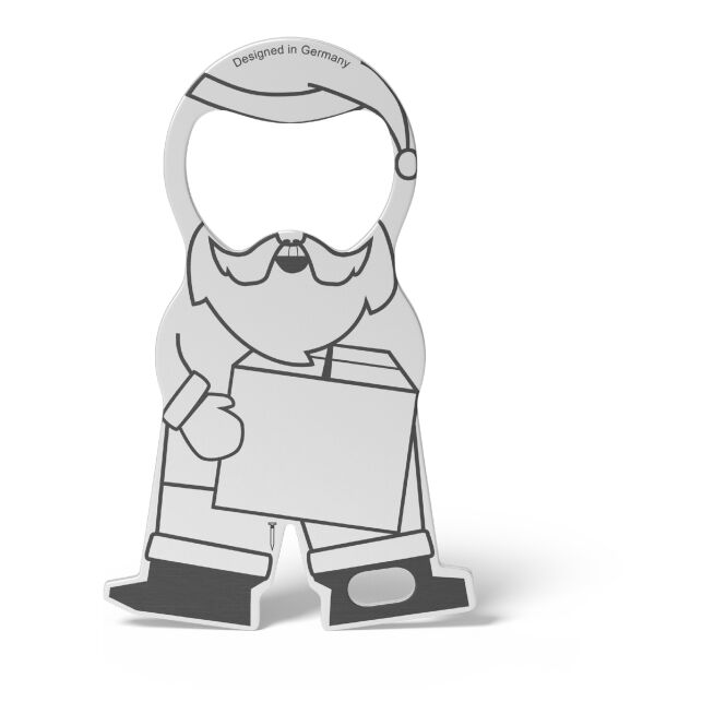 Werbeartikel Einkaufswagenlöser Karl Christmas mit Gravur – Silber – nützlicher Schlüsselanhänger aus Edelstahl für Firmen und Messen