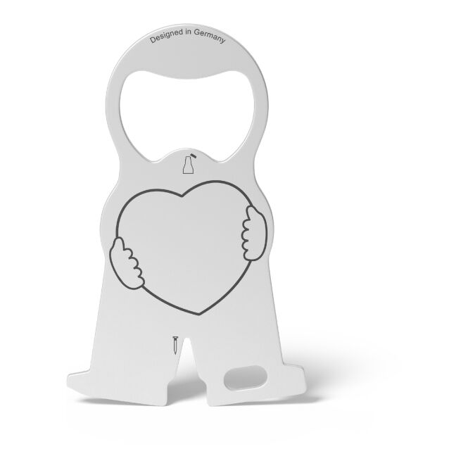 Werbeartikel Richartz Einkaufswagenlöser Karl Heart mit Lasergravur – Silber – nützliches Multifunktionswerkzeug für Firmen und Messen