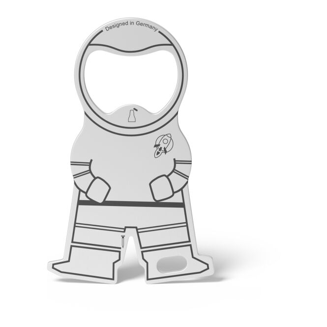 Werbeartikel Richartz Einkaufswagenlöser Karl Space mit Gravur – Silber – nützliches Schlüsselbund-Tool für Unternehmen und Messen