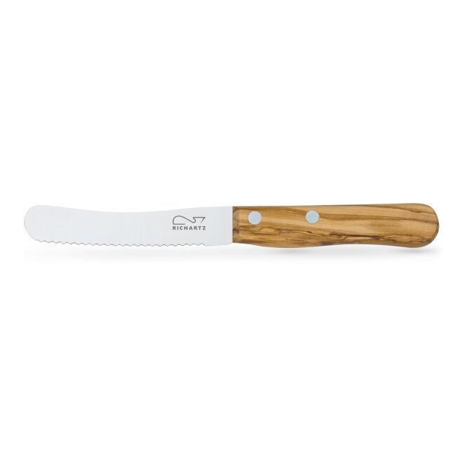 Firmengeschenk Frühstücksmesser RICHARTZ® Olive – silber – mit edler Gravur, hochwertiges Küchenmesser für Firmenpräsente